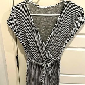 Black and white striped dress. Caution to the wind